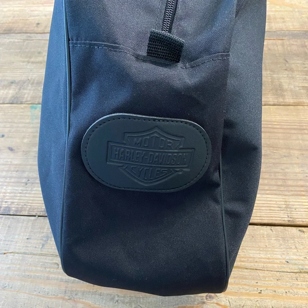 Harley Davidson Asymmetrical Black Duffle Bag Riding Bag 22 x 10 x 6 Zip Canvas